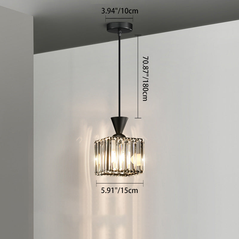 Contemporary Luxury Radiant Prismatic Clear Crystal Shade 1-light Pendant Light for Living Room