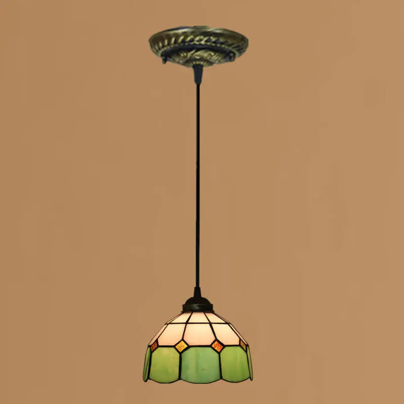 Tiffany Stained Glass Dome Shade European 1-light Pendant Light Lumendat
