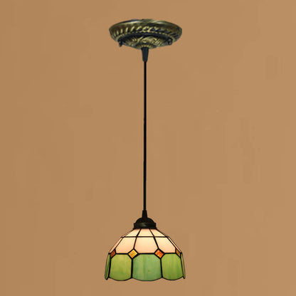 Tiffany Stained Glass Dome Shade European 1-Light Pendant Light