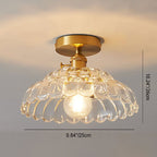 Modern French Minimalist Glass Flower Shape 1-Light Semi-Flush Mount Ceiling Light Lumendat