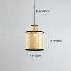 Japanese Minimalist Round Plum Pvc Rattan 1-light Pendant Light