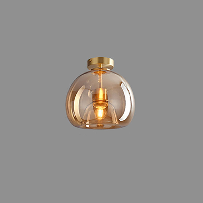 Nordic Light Luxury Round Glass Ball 1-Light Semi-Flush Mount Ceiling Light Lumendat