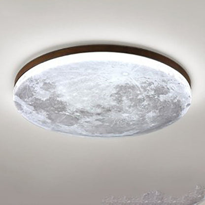 Nordic Minimalist Moon Round Pvc LED Flush Mount Ceiling Light