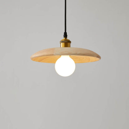 Nordic Modern Minimalist Solid Wood Disc 1-light Pendant Light