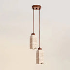 Japanese Wabi-sabi Solid Wood Stone 1/2/3-light Island Light Chandelier BulbSquare