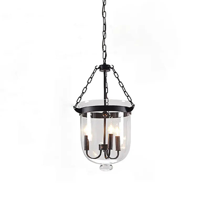 Traditional Rustic Round Glass Bucket Iron Candelabra 3-light Chandelier for Living Room Lumendat