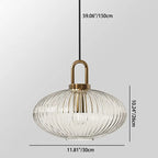 Contemporary Nordic Round Oval Pumpkin Stainless Steel Striped Glass 1-light Pendant Light for Living Room BulbSquare