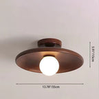 Modern Simplicity Rubberwood Glass Round 1-Light Semi-Flush Mount Ceiling Light For Hallway Lumendat