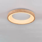 Nordic Minimalist Log Wood Round LED Flush Mount Ceiling Light Lumendat