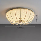 Modern Art Deco Pumpkin Half Round Iron Crystal LED Flush Mount Ceiling Light for Bedroom