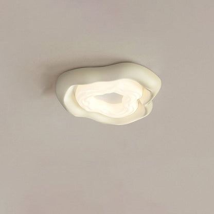 Modern Minimalist Cream Cloud Pe Iron LED Flush Mount Ceiling Light for Living Room