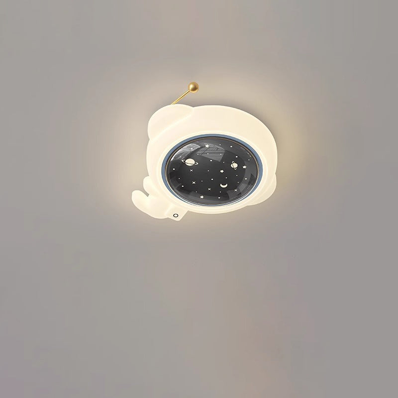 Lumendat Modern Art Deco Kids Iron PE Astronaut Round LED Flush Mount Ceiling Light For Bedroom Lumendat