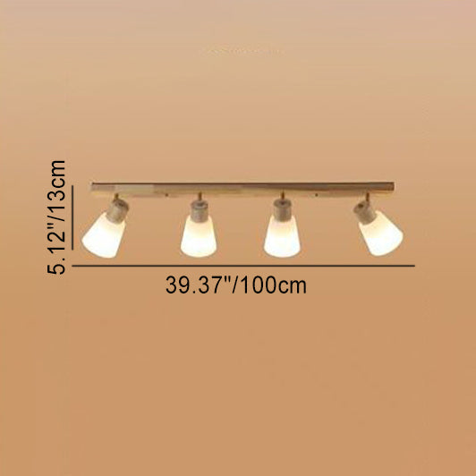 Traditional Vintage Wood Glass Trumpet Shade 1/2/3/4-light Semi-flush Mount Ceiling Light for Living Room