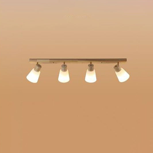 Traditional Vintage Wood Glass Trumpet Shade 1/2/3/4-light Semi-flush Mount Ceiling Light for Living Room