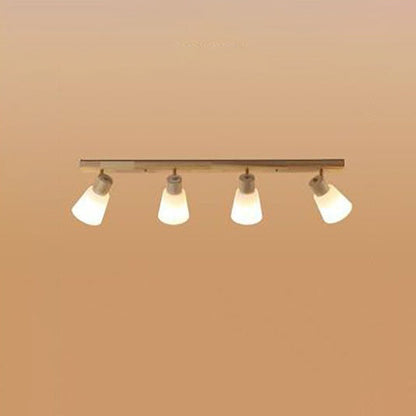 Traditional Vintage Wood Glass Trumpet Shade 1/2/3/4-light Semi-flush Mount Ceiling Light for Living Room