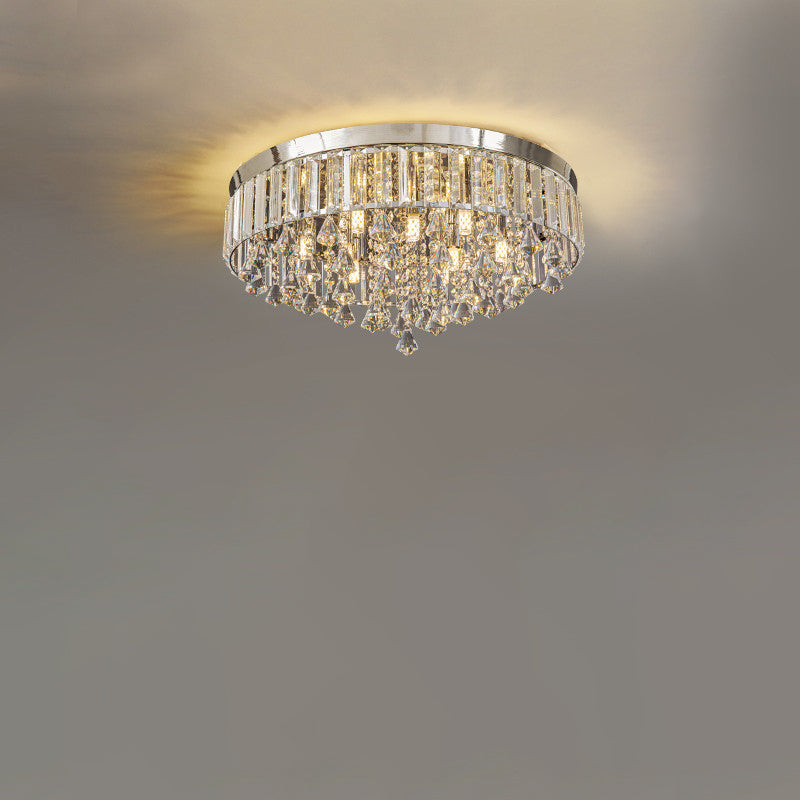 Modern Luxury Round Iron Crystal Beads 6/9-Light Flush Mount Ceiling Light For Living Room Lumendat