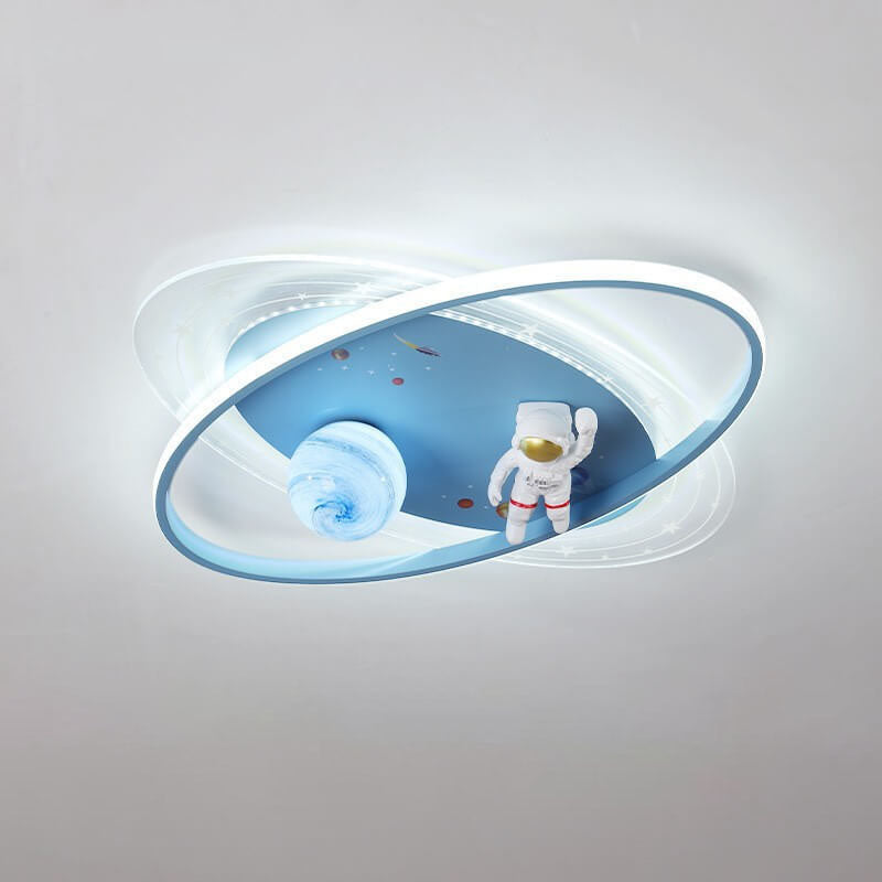 Lumendat Childlike Cartoon Resin Astronaut Round Acrylic LED Flush Mount Ceiling Light Lumendat