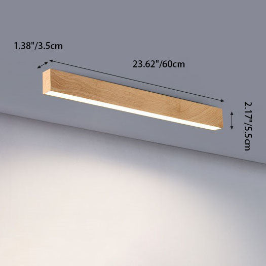 Modern Minimalist Wood Grain Aluminum Strips LED Flush Mount Ceiling Light BulbSquare