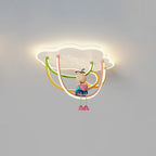 Lumendat Contemporary Creative Cartoon Astronaut Cloud Iron Aluminum Rainbow Curve LED Kids Flush Mount Ceiling Light For Bedroom Lumendat