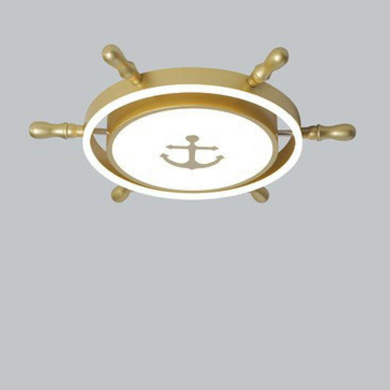 Lumendat Modern Children's Pirate Ship Rudder Iron Acrylic LED Flush Mount Ceiling Light Lumendat