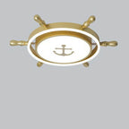 Lumendat Modern Children's Pirate Ship Rudder Iron Acrylic LED Flush Mount Ceiling Light Lumendat