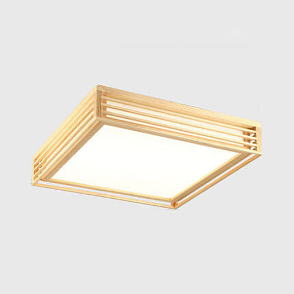 Nordic Solid Wood Square LED Japanese Tatami Flush Mount Ceiling Light BulbSquare