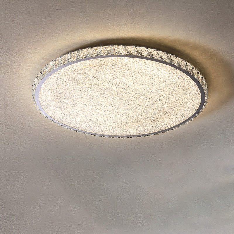 Modern Luxury Stainless Steel Crystal Round Square Rectangular LED Flush Mount Ceiling Light For Living Room Lumendat