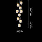 Contemporary Scandinavian Aluminum Crystal Round LED Chandelier for Living Room BulbSquare