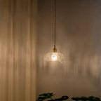 Nordic Vintage Clear Glass Flower Shape Brass 1-light Pendant Light Lumendat