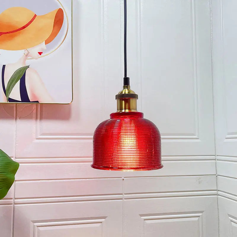 Vintage Textured Lattice Glass 1-light Pendant Light Lumendat