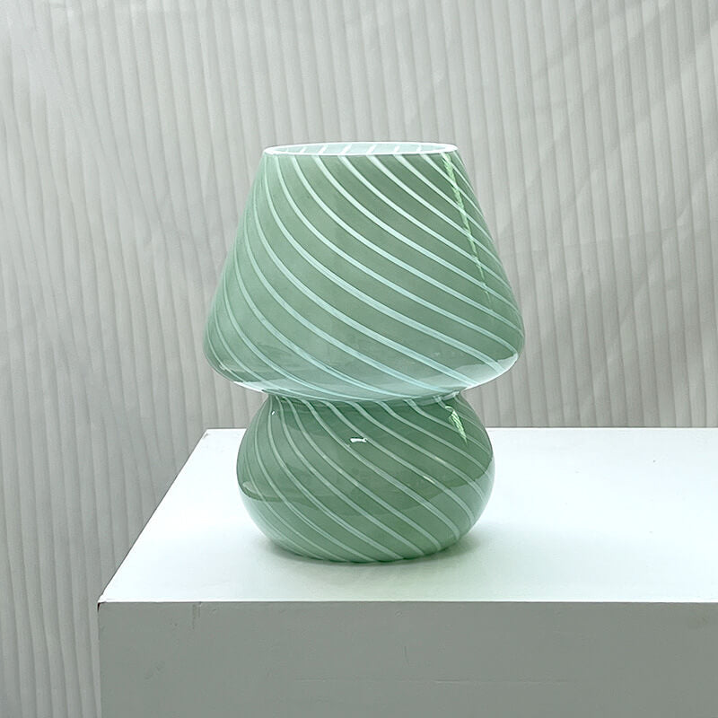 Modern Minimalist Striped Mushroom Glass 1-Light Table Lamp Lumendat