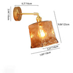 Modern Minimalist Eclectic Amber Glass Brass Iron Geometric 1-Light Wall Sconce Lamp For Living Room Lumendat