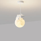 Contemporary Creative Resin Animal Rabbit Moon 1-light Kids Pendant Light for Living Room BulbSquare