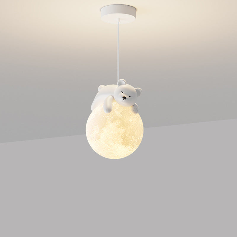 Contemporary Creative Resin Animal Rabbit Moon 1-light Kids Pendant Light for Living Room BulbSquare