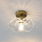 European Vintage Lotus Leaf Iron Copper 1-light Semi-flush Mount Light BulbSquare