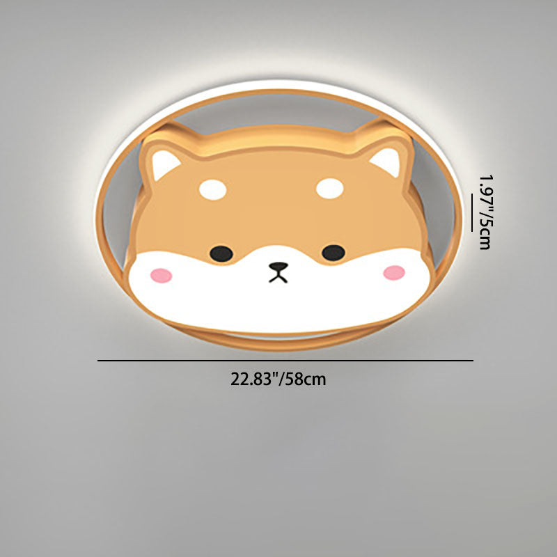 Lumendat Contemporary Creative Round Shiba Inu Kids Acrylic LED Flush Mount Ceiling Light For Bedroom Lumendat