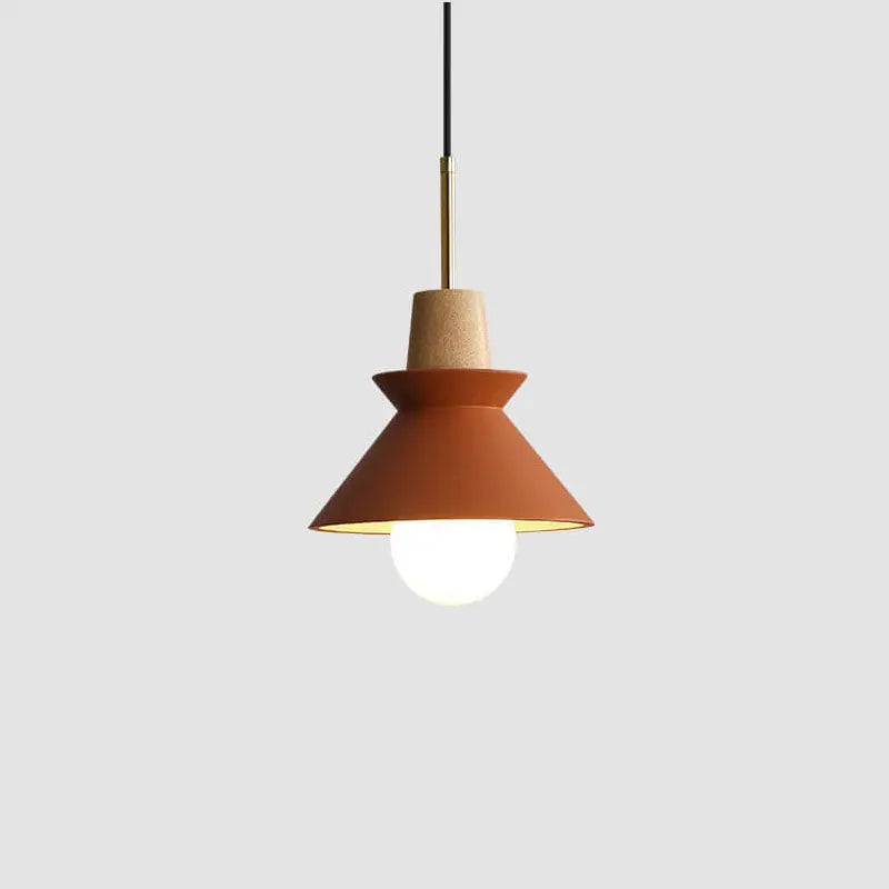 Nordic Minimalist Macaron Wood Cement 1-light Pendant Light Lumendat