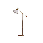 Traditional Vintage Fabric Cone Metal Ash Wood 1-Light Standing Floor Lamp For Bedroom Lumendat