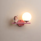 Contemporary Creative Kids Girls Unicorn Orb Resin Iron Glass 1-Light Wall Sconce Lamp For Bedroom Lumendat