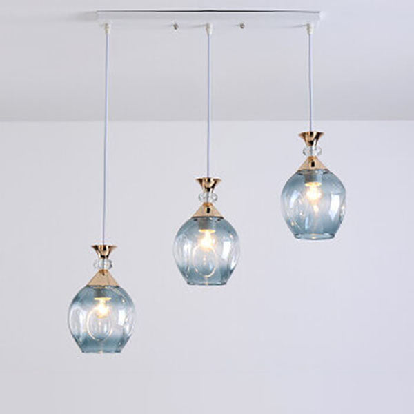 Contemporary Nordic Gradient Glass Metal Orb 1/3 Light Island Light Chandelier for Living Room
