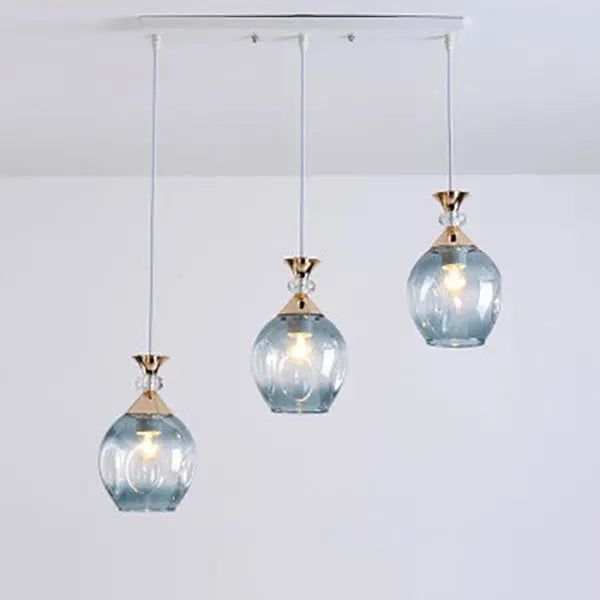 Contemporary Nordic Gradient Glass Metal Orb 1/3 Light Island Light Chandelier for Living Room Lumendat