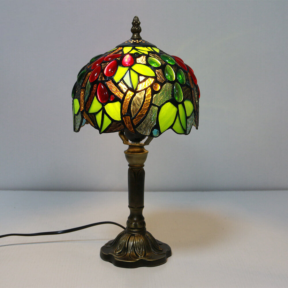 Vintage Tiffany Animal Flower Decoration Stained Glass Dome 1-Light Table Lamp Lumendat