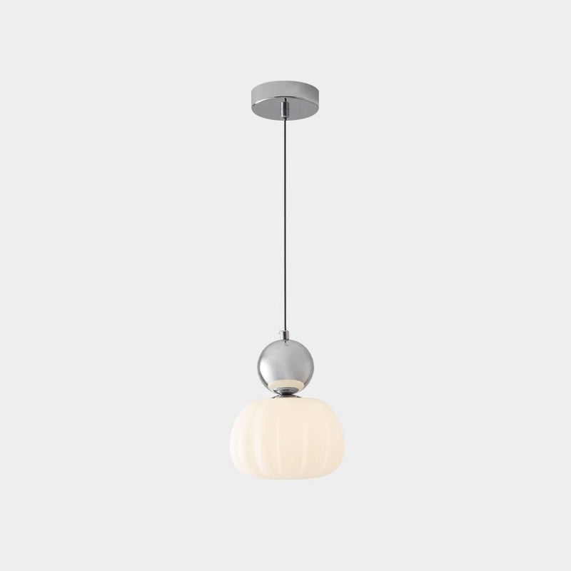 Modern Minimalist Round Pumpkin Iron Acrylic 1-light Pendant Light for Bedroom