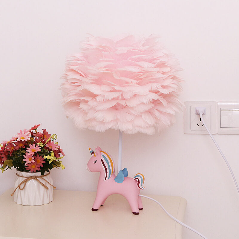Lumendat Modern Creative Unicorn Feather Children 1-Light Table Lamp Lumendat