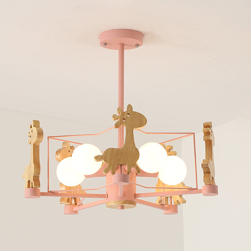 Lumendat Scandinavian Modern Children's Giraffe Diamond Pentagram Iron 5-Light Island Chandelier Lumendat
