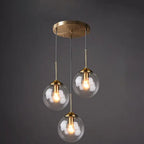 Contemporary Nordic Copper Spherical Glass Shade 1/3/5-light Island Light Chandelier for Dining Room Lumendat