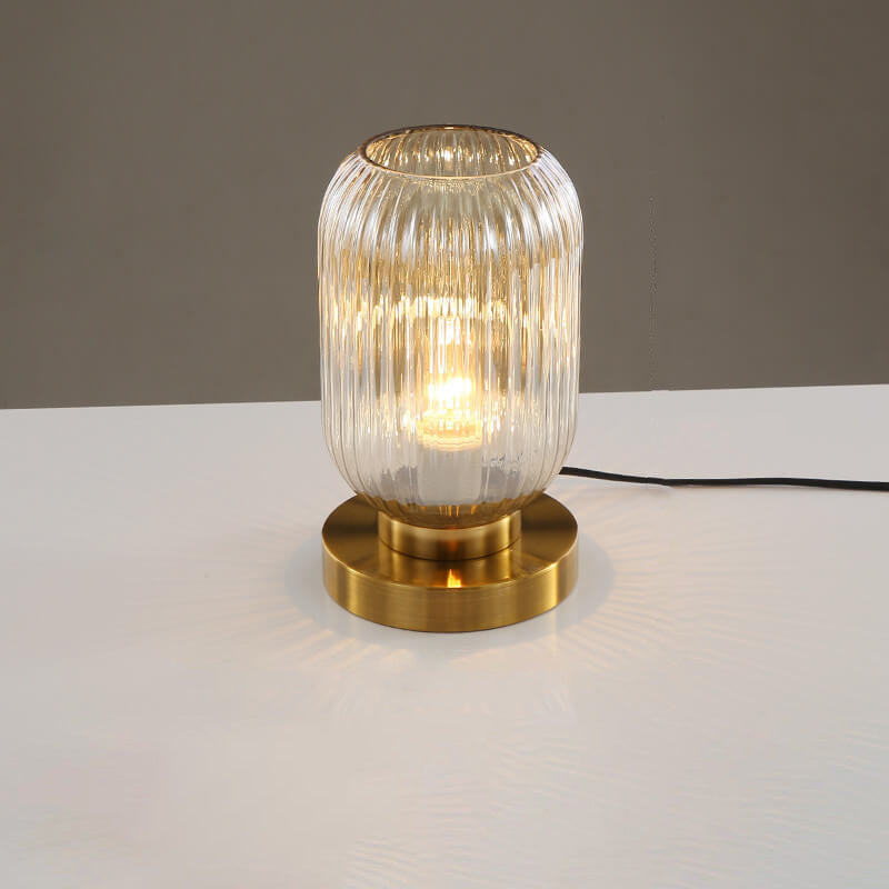 Nordic Striped Glass Oval Design 1-Light Table Lamp Lumendat