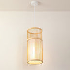 Japanese Zen Bamboo Weaving Lantern 1-light Pendant Light BulbSquare