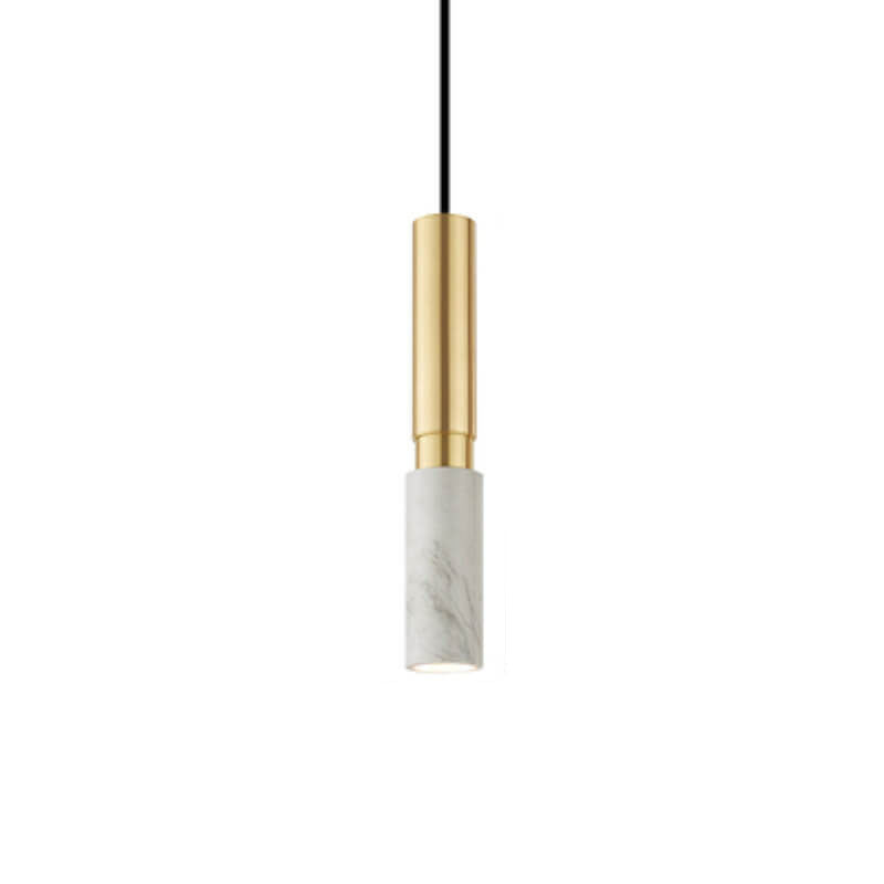 Contemporary Nordic Marble Terrazzo Column Metal 1-Light Pendant Light for Living Room Lumendat