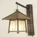 Traditional Rustic Cottage Bamboo 1-Light Wall Sconce Lamp For Outdoor Patio